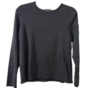 Lauren Ralph Lauren Dark Gray Top 100% Cotton Sz XL EUC
